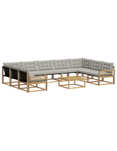 Set di divani da esterno 10 pcs Bianco e Grigio Chiaro 2