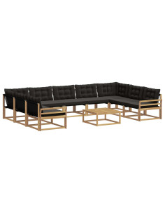 Set di divani da esterno con cuscino 10 pcs Bianco e Nero 2