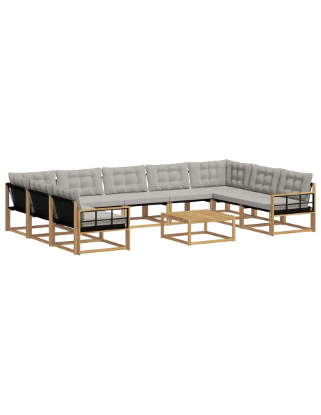 Set di divani da esterno 10 pcs Bianco e Grigio Chiaro