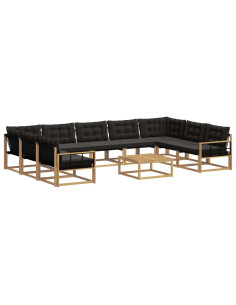 Set di divani da esterno con cuscino 10 pcs Bianco e Nero 2