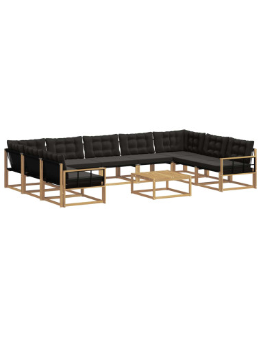 Set di divani da esterno con cuscino 10 pcs Bianco e Nero