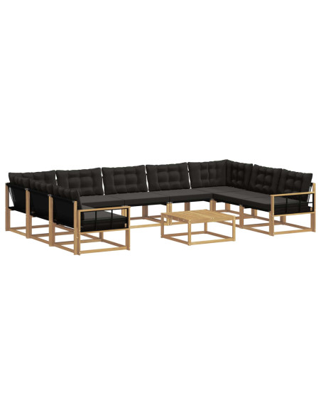 Set di divani da esterno con cuscino 10 pcs Bianco e Nero