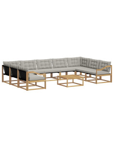 Set di divani da esterno 10 pcs Bianco e Grigio Chiaro 2