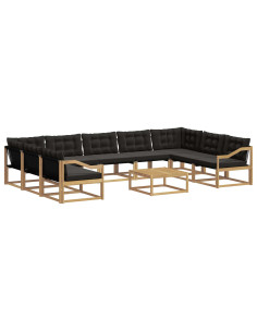 Set di divani da esterno con cuscino 10 pcs Bianco e Nero 2