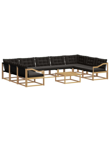 Set di divani da esterno con cuscino 10 pcs Bianco e Nero