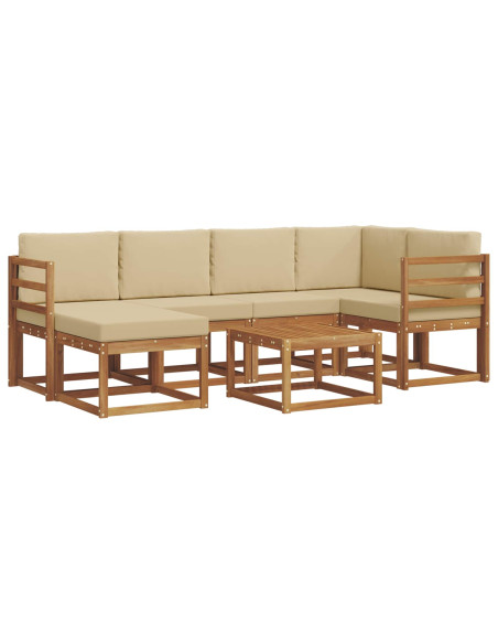 Set di divani da esterno con cuscino 7 pcs Naturale e Beige