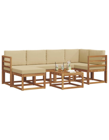 Set di divani da esterno con cuscino 7 pcs Naturale e Beige