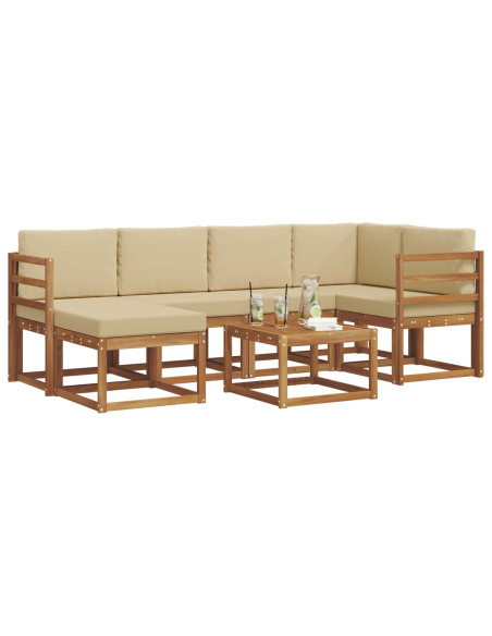 Set di divani da esterno con cuscino 7 pcs Naturale e Beige