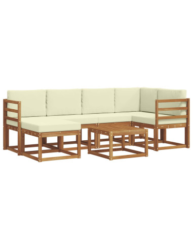 Set di divani da esterno con cuscino 7 pcs Naturale e Crema