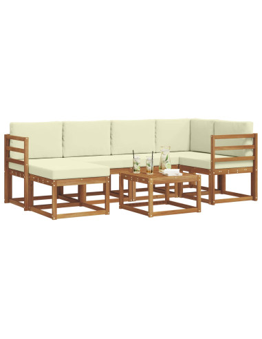 Set di divani da esterno con cuscino 7 pcs Naturale e Crema