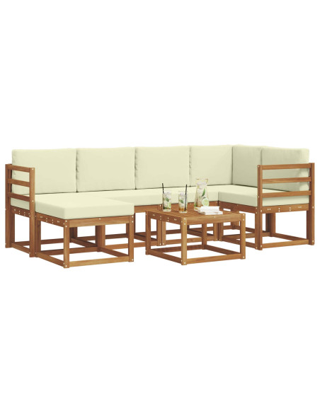 Set di divani da esterno con cuscino 7 pcs Naturale e Crema
