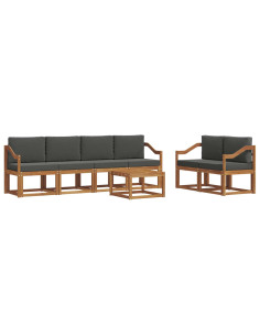 Set di divani da esterno con cuscino 7 pcs Naturale e Antracite 2