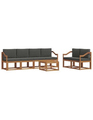 Set di divani da esterno con cuscino 7 pcs Naturale e Antracite