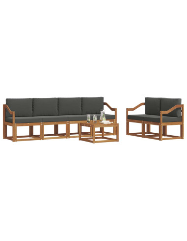 Set di divani da esterno con cuscino 7 pcs Naturale e Antracite