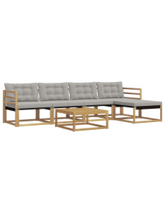 Set di divani da esterno 6 pcs Bianco e Grigio Chiaro 2