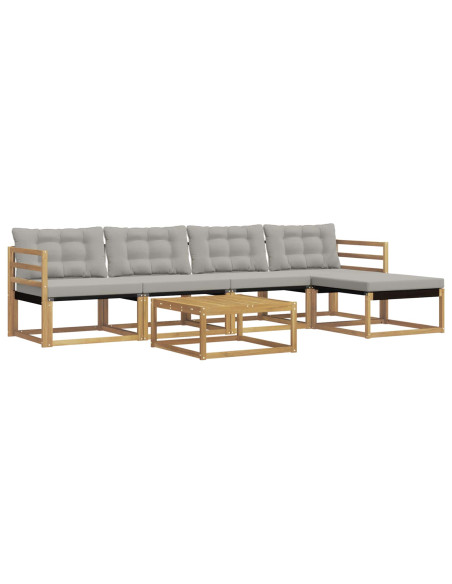 Set di divani da esterno 6 pcs Bianco e Grigio Chiaro