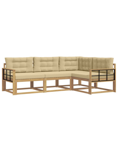 Set di divani da esterno 3 pcs Bianco e Beige Poliestere