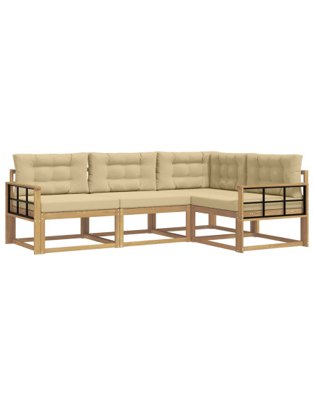 Set di divani da esterno 3 pcs Bianco e Beige Poliestere