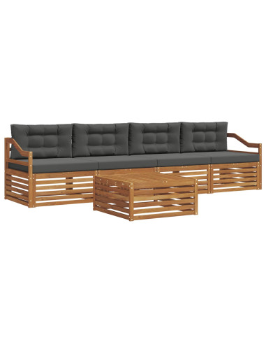 Set di divani da esterno con cuscino 5 pcs Naturale e Antracite