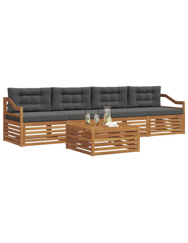 Set di divani da esterno con cuscino 5 pcs Naturale e Antracite