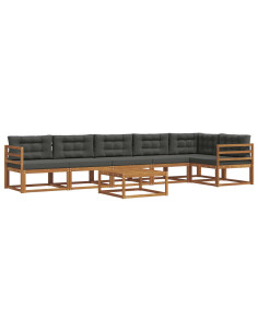 Set di divani da esterno con cuscino 7 pcs Naturale e Antracite 2