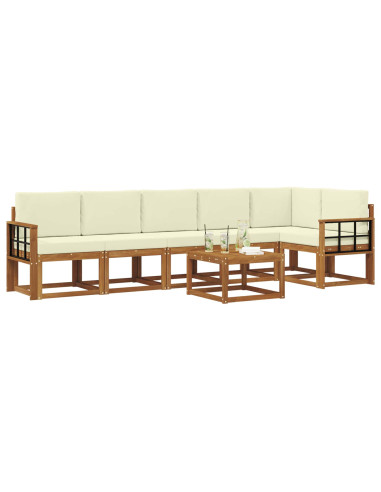 Set di divani da esterno con cuscino 7 pcs Naturale e Crema