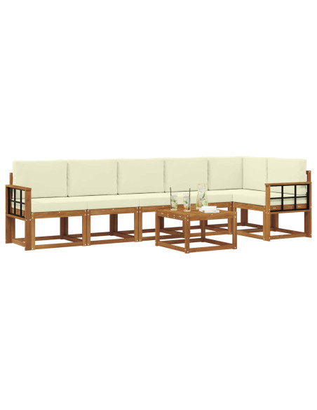 Set di divani da esterno con cuscino 7 pcs Naturale e Crema