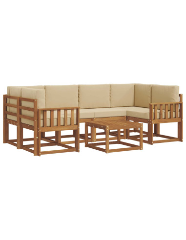 Set di divani da esterno con cuscino 7 pcs Naturale e Beige