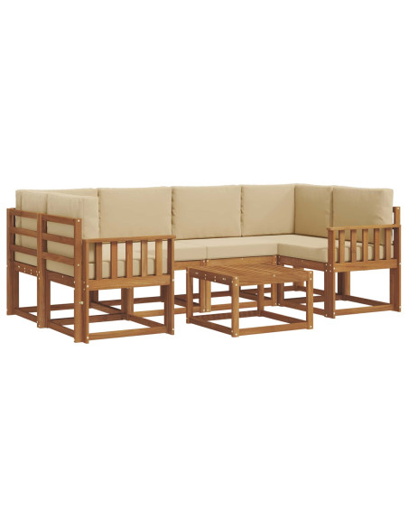 Set di divani da esterno con cuscino 7 pcs Naturale e Beige