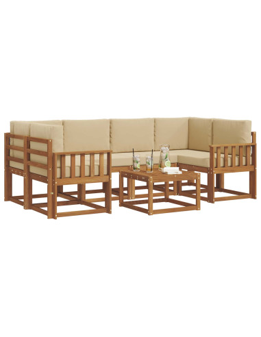 Set di divani da esterno con cuscino 7 pcs Naturale e Beige