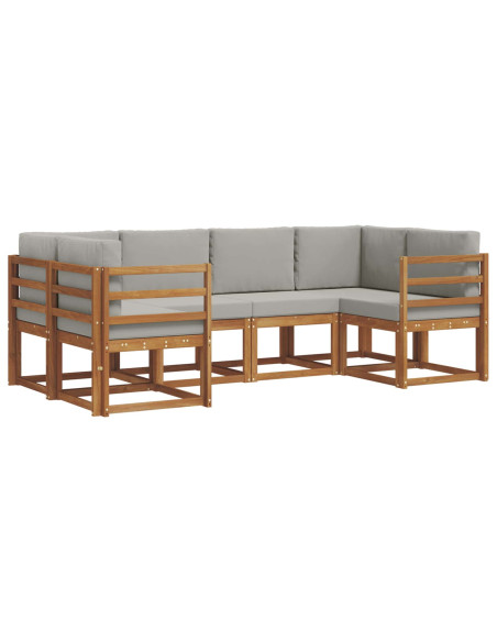 Set di divani con cuscino 6 pcs Grigio Naturale e Chiaro