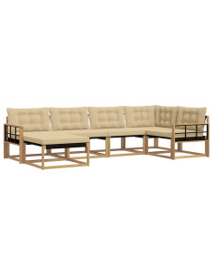 Set di divani da esterno con cuscino 6 pcs Bianco e Beige 2