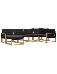 Set di divani da esterno con cuscino 6 pcs Bianco e Nero 2