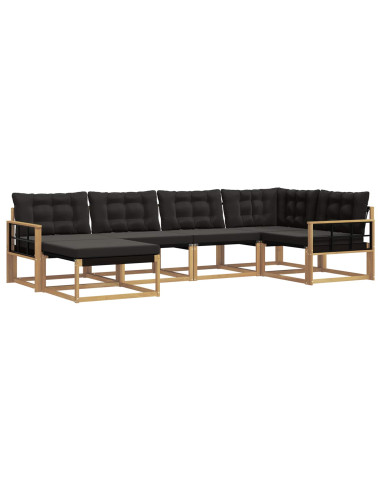 Set di divani da esterno con cuscino 6 pcs Bianco e Nero