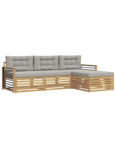 Set di divani da esterno 4 pcs Bianco e Grigio Chiaro 2