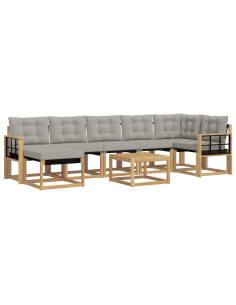 Set di divani da esterno 8 pcs Bianco e Grigio Chiaro 2