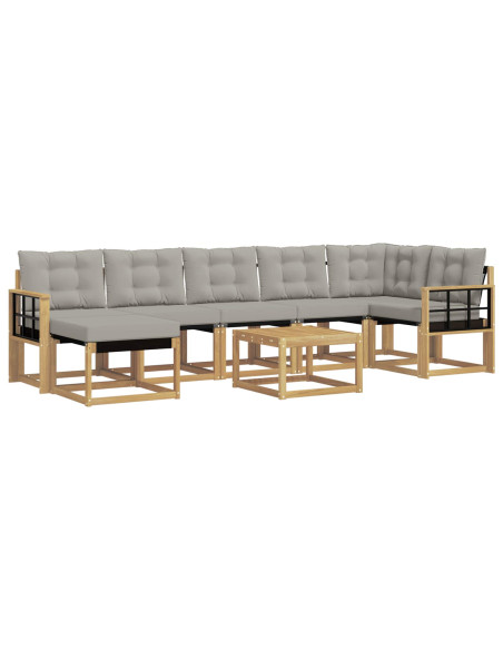 Set di divani da esterno 8 pcs Bianco e Grigio Chiaro