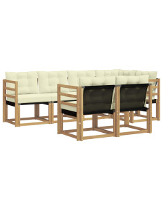 Set di divani da esterno con cuscino 7 pcs Bianco e Crema 2