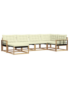 Set di divani da esterno con cuscino 6 pcs Bianco e Crema 2