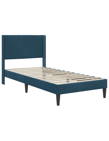 Struttura del letto con testiera Blu 90 x 200 cm Velluto