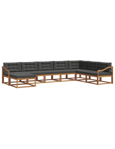 Set di divani da esterno con cuscino 8 pcs Naturale e Antracite 2