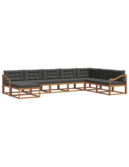 Set di divani da esterno con cuscino 8 pcs Naturale e Antracite