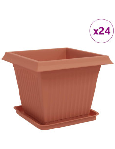 Vasi per Piante 24 pcs Rosso Mattone 43 x 43 x 33,5 cm Plastica 2