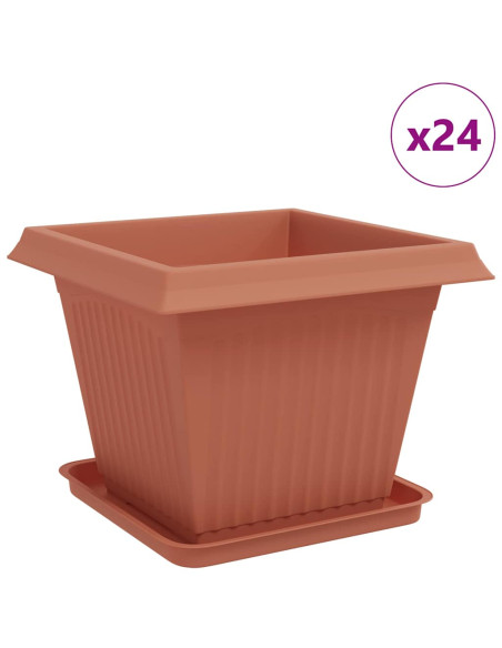 Vasi per Piante 24 pcs Rosso Mattone 43 x 43 x 33,5 cm Plastica