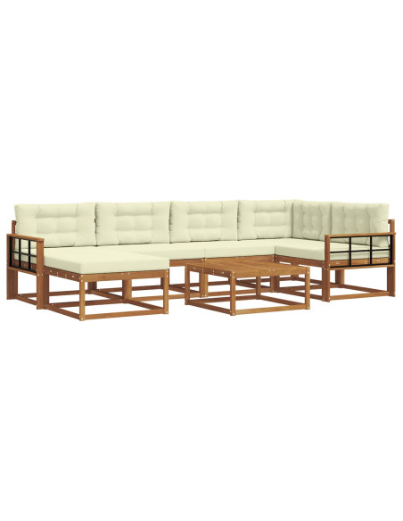 Set di divani da esterno con cuscino 7 pcs Naturale e Crema