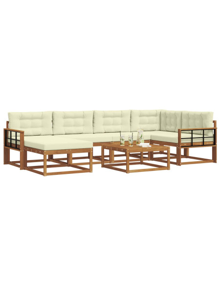 Set di divani da esterno con cuscino 7 pcs Naturale e Crema