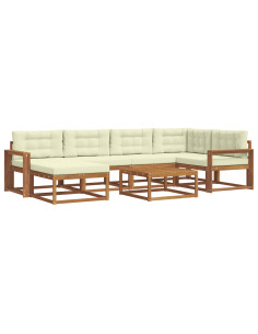 Set di divani da esterno con cuscino 7 pcs Naturale e Crema 2