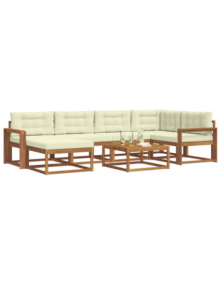Set di divani da esterno con cuscino 7 pcs Naturale e Crema