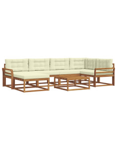 Set di divani da esterno con cuscino 7 pcs Naturale e Crema 2