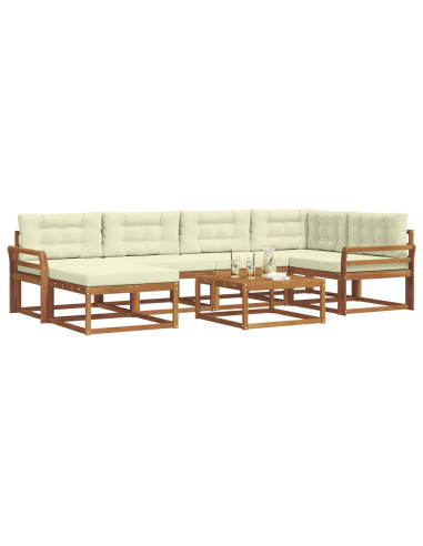 Set di divani da esterno con cuscino 7 pcs Naturale e Crema